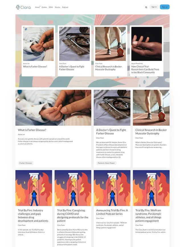 guides.clarahealth.com — site built with Shoji Ghost theme