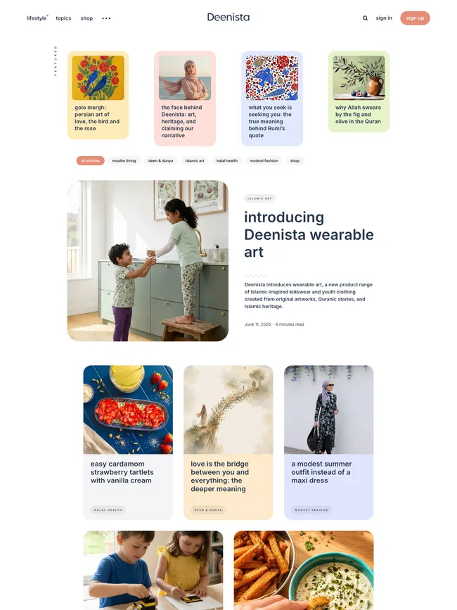 deenista.com — site built with Okiro Ghost theme