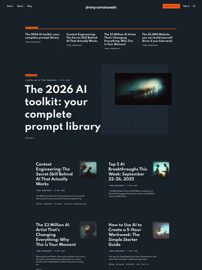 jimmyromanowski.com — site built with Renge Ghost theme